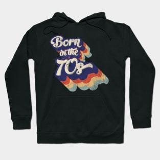 'Born in the 70s' stacked retro faded worn design Hoodie
